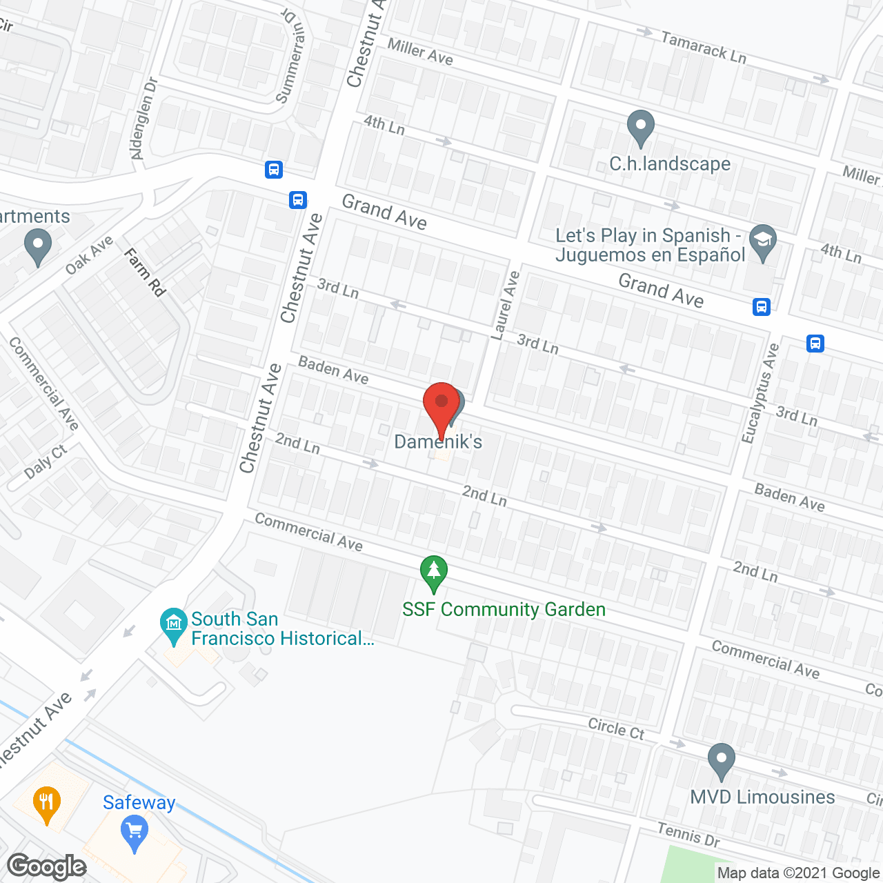 Map of the neighborhood around Damenik's Home