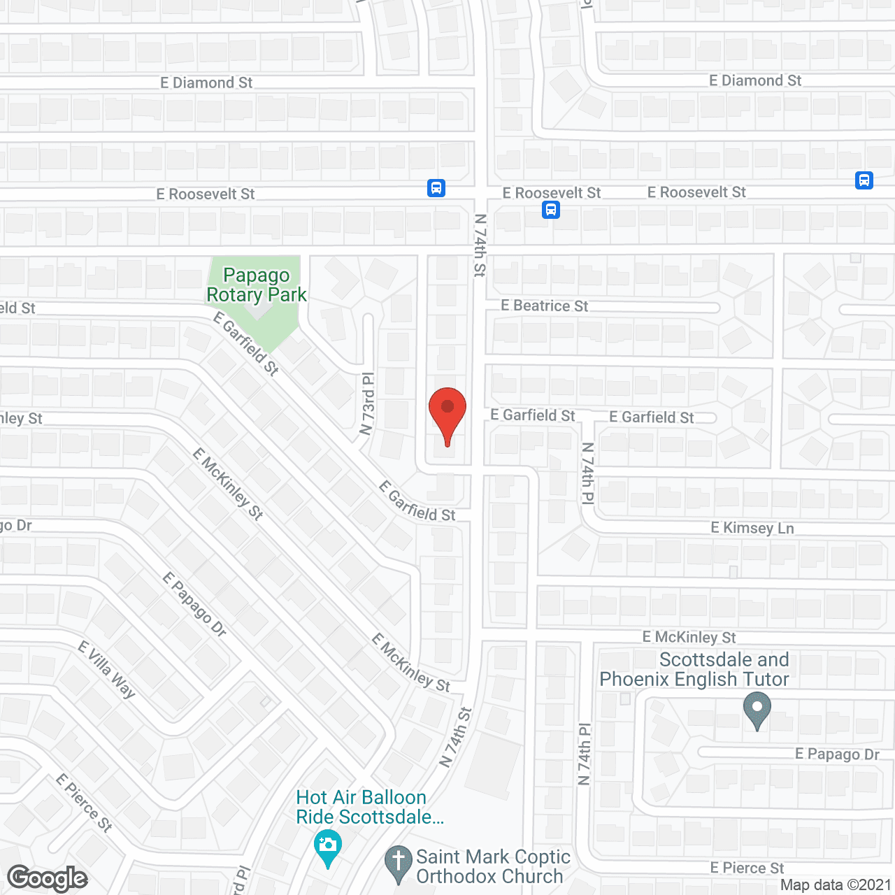 Map of the neighborhood around Blue Birds Sanctuary