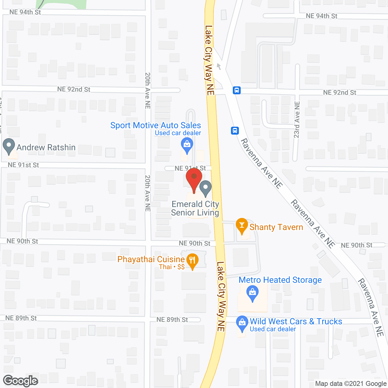 Map of the neighborhood around Emerald City Senior Living