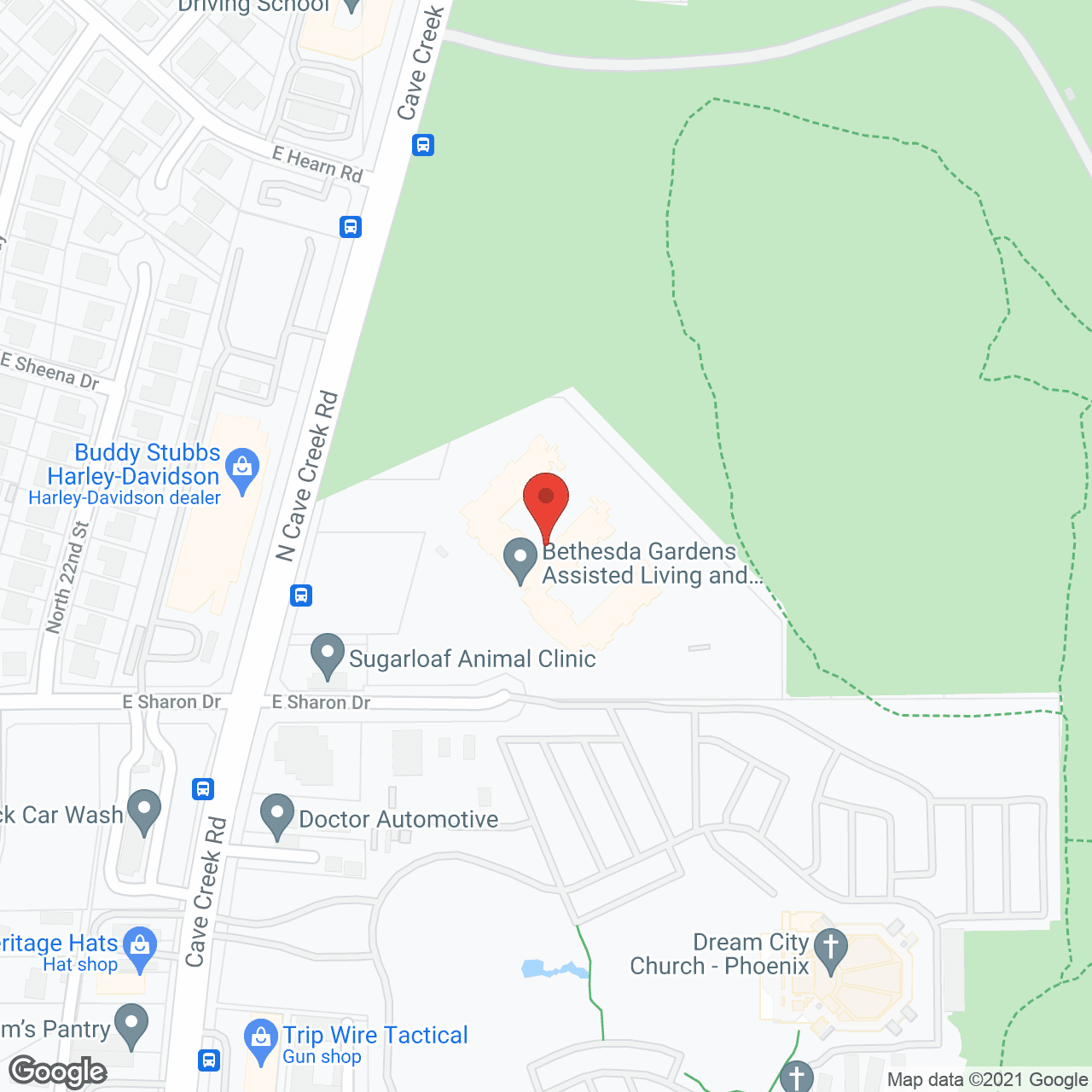 Map of the neighborhood around Bethesda Gardens