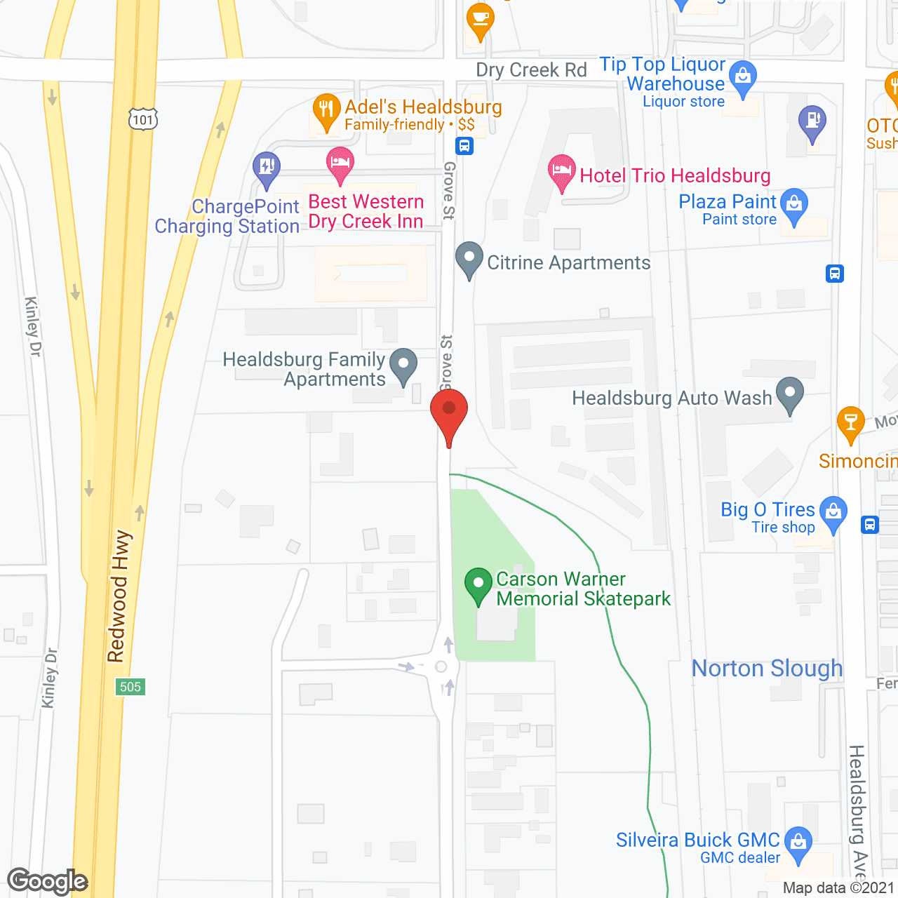 Map of the neighborhood around Healdsburg Senior Living