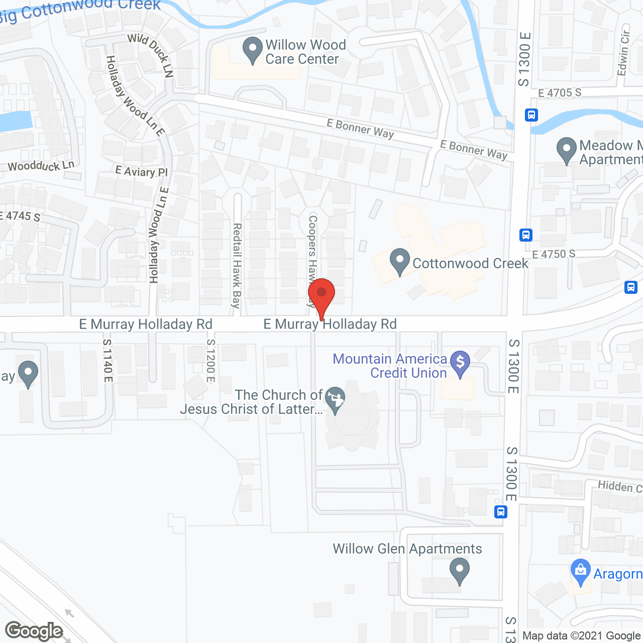 Map of the neighborhood around Cottonwood Creek