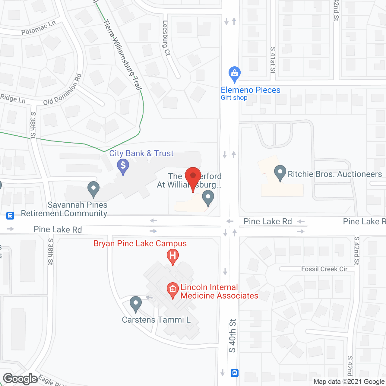 Map of the neighborhood around Waterford at Williamsburg
