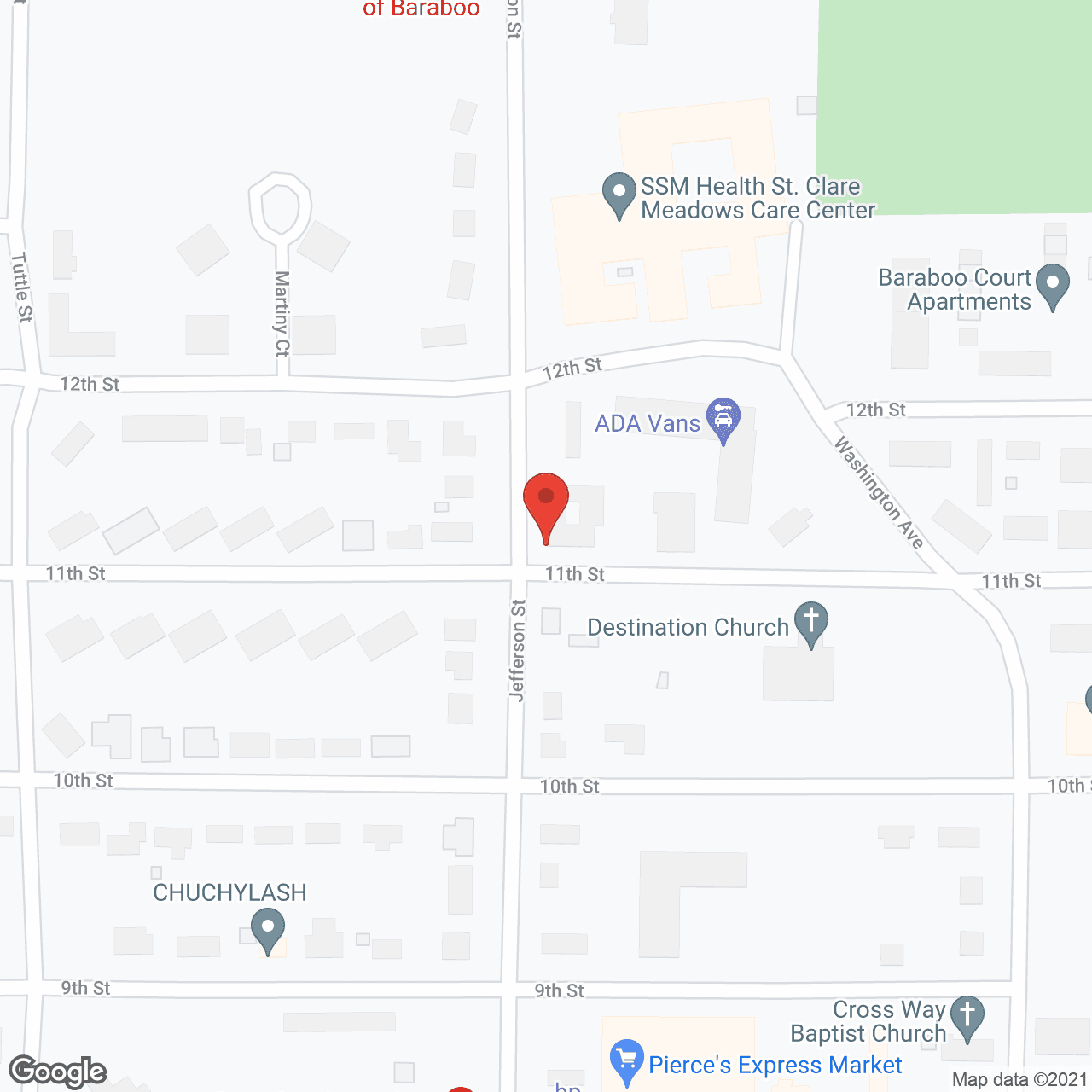 Map of the neighborhood around Jefferson Pines Building 1