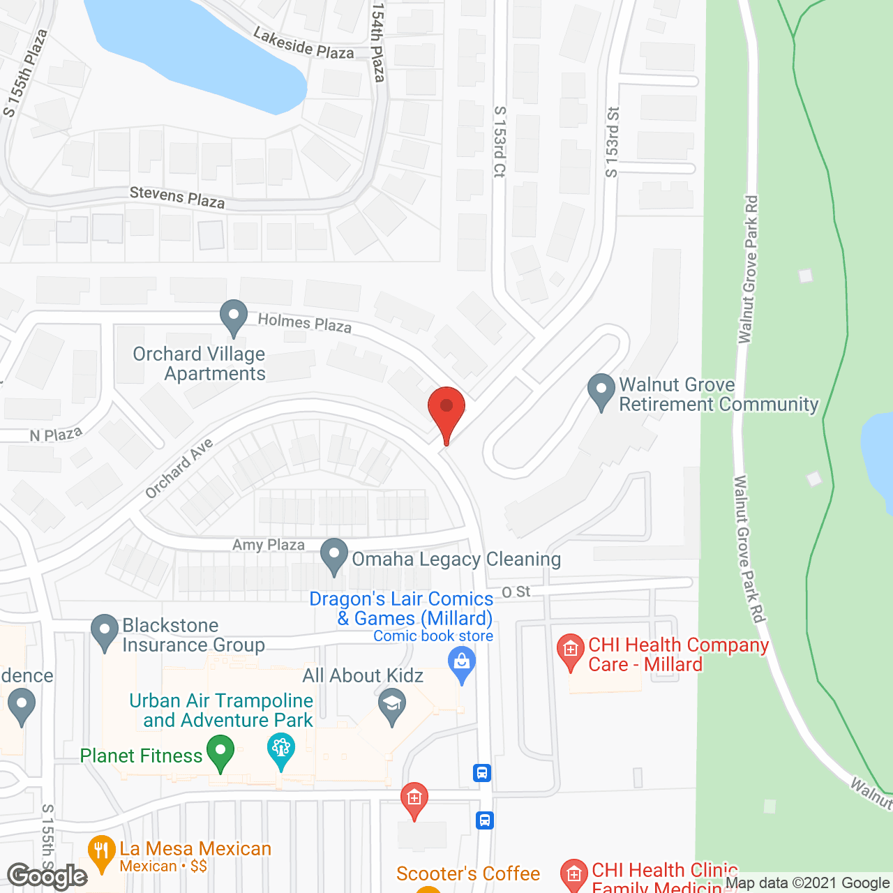 Map of the neighborhood around Walnut Grove Retirement Community
