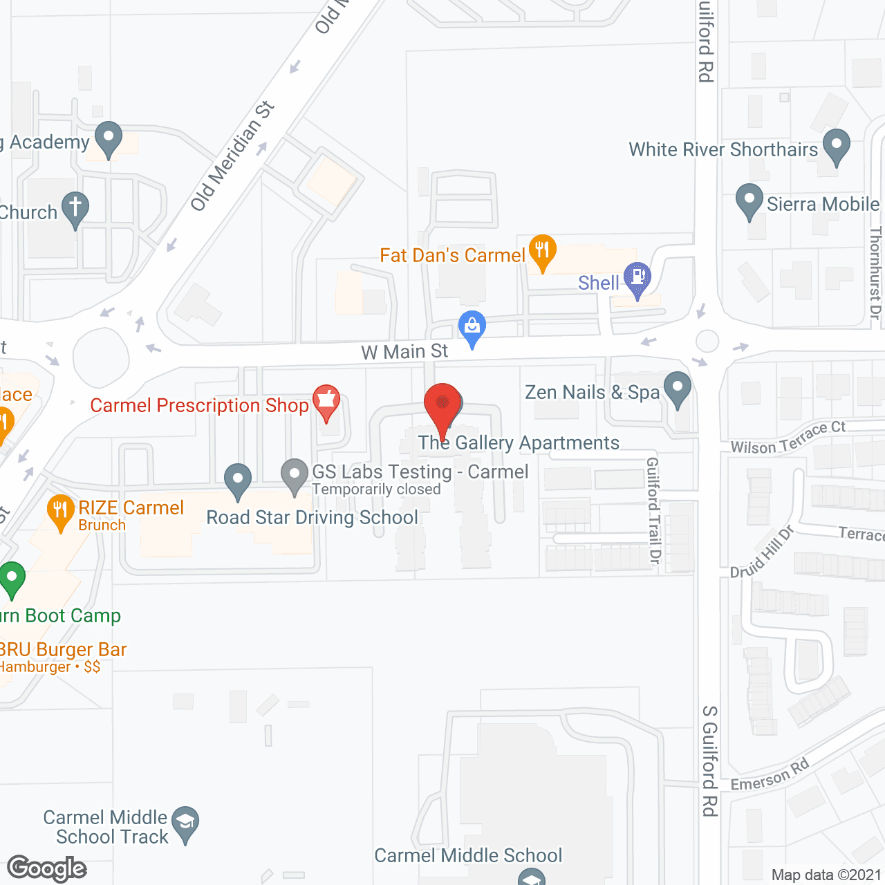 Map of the neighborhood around RoseWalk on Main