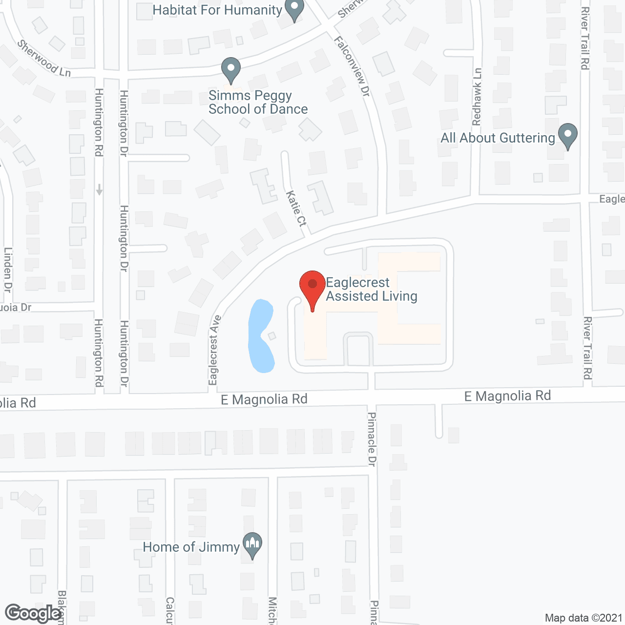 Map of the neighborhood around Eaglecrest Retirement Community