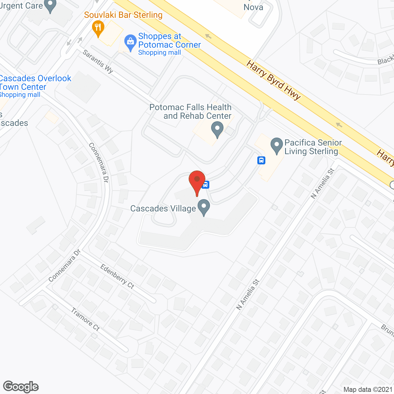 Map of the neighborhood around Cascades Village