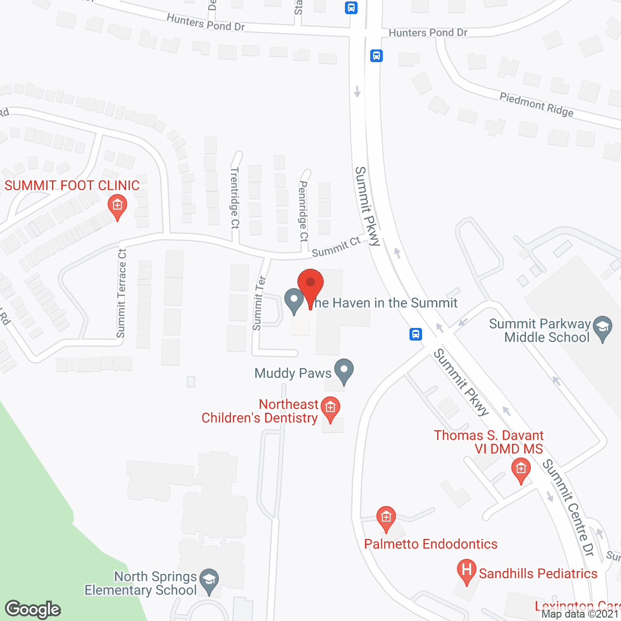 Map of the neighborhood around The Haven in the Summit