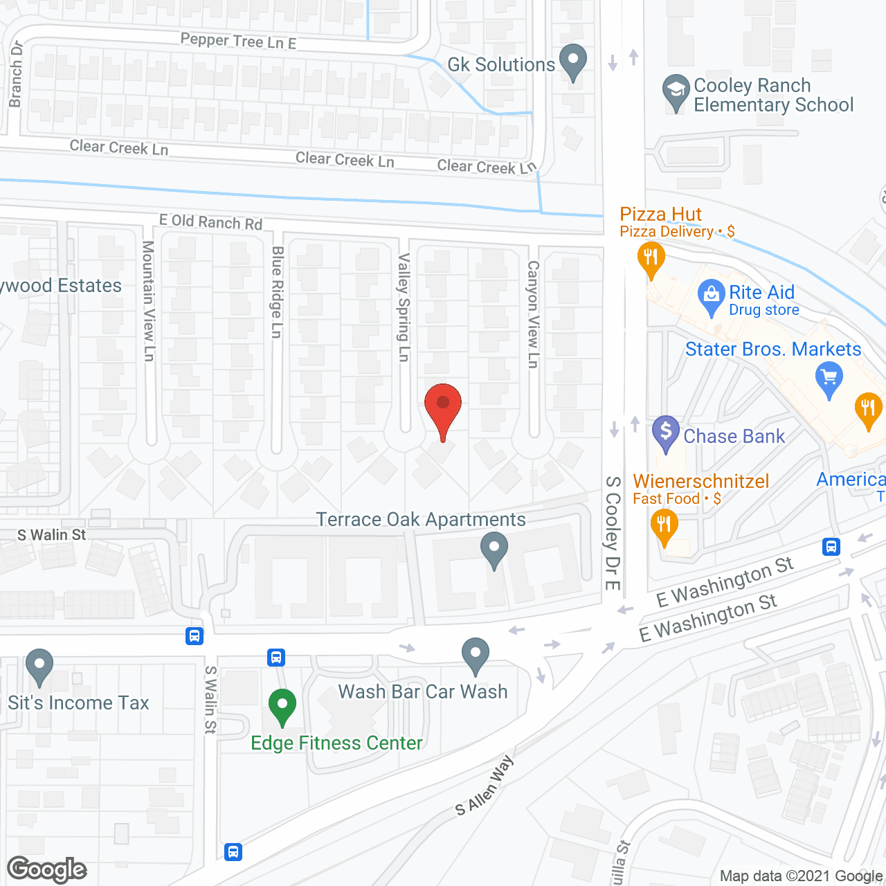 Map of the neighborhood around Valley Spring Elderly Care