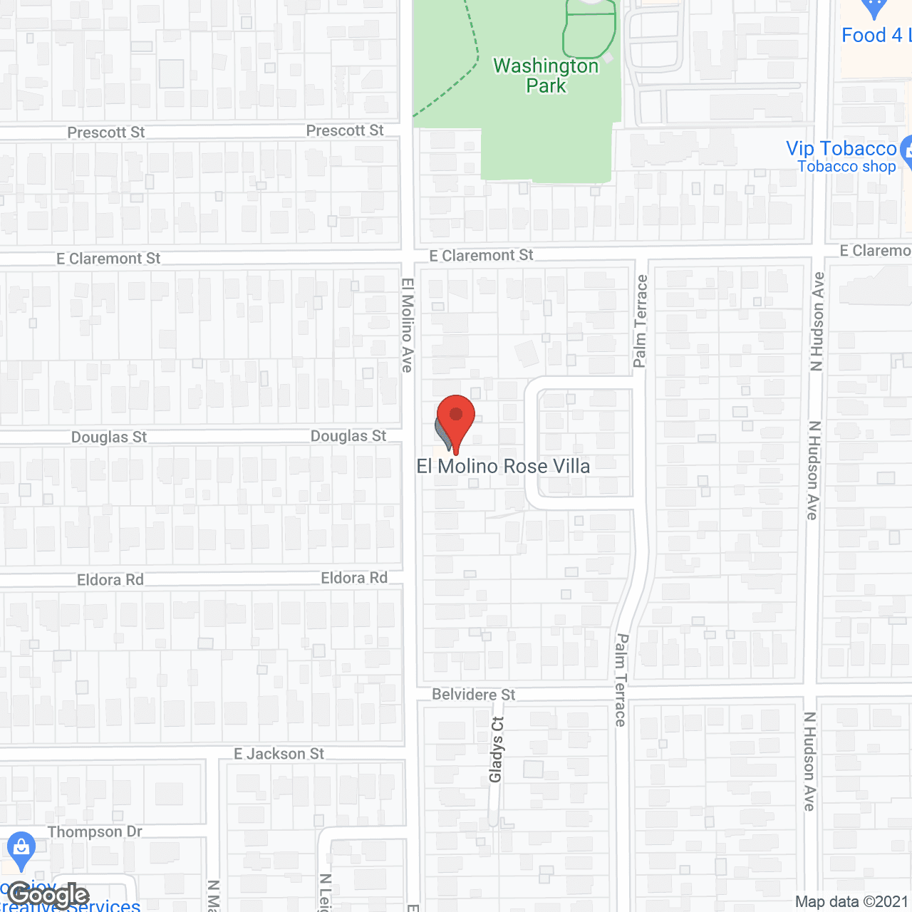 Map of the neighborhood around El Molino Rose Villa