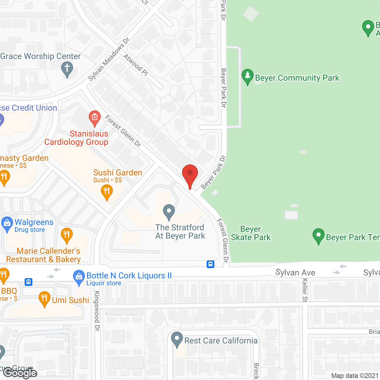 Map of the neighborhood around Stratford at Beyer Park