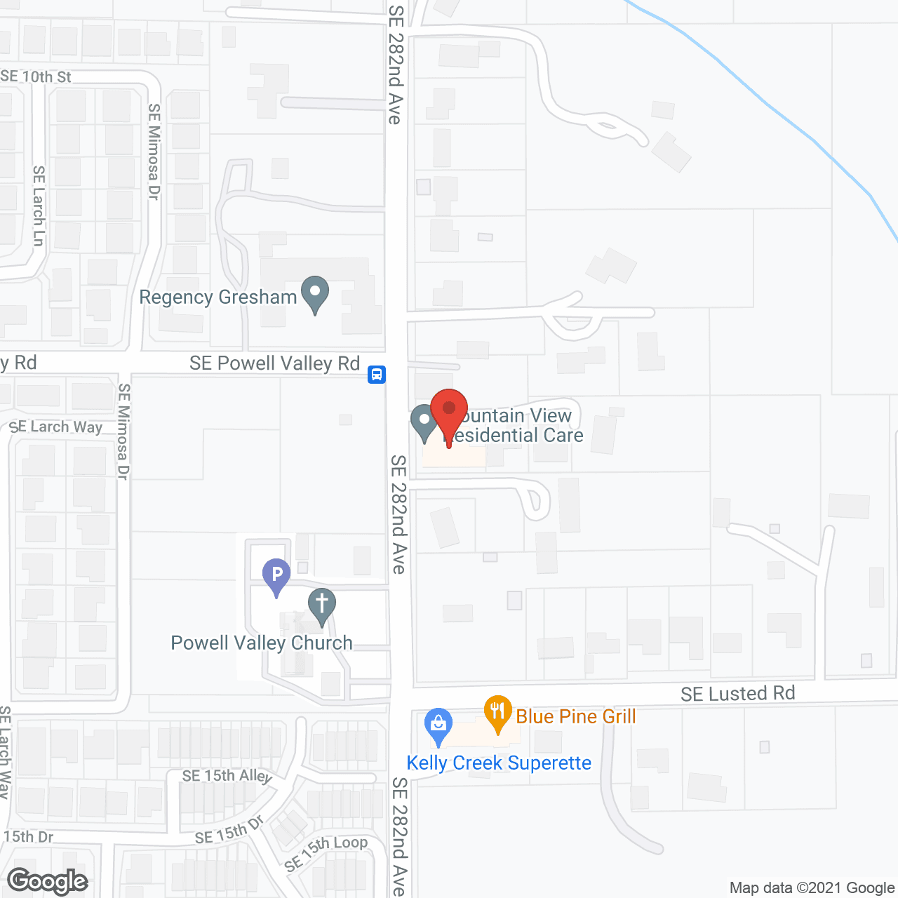 Map of the neighborhood around Mountain View RCF and Homes