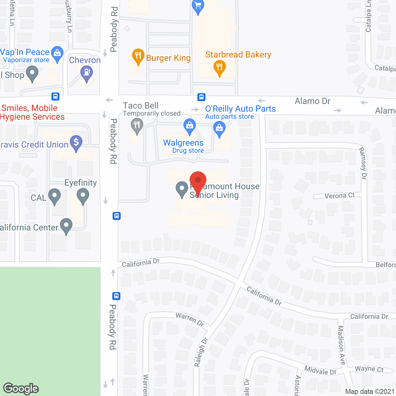 Map of the neighborhood around Paramount House Senior Living