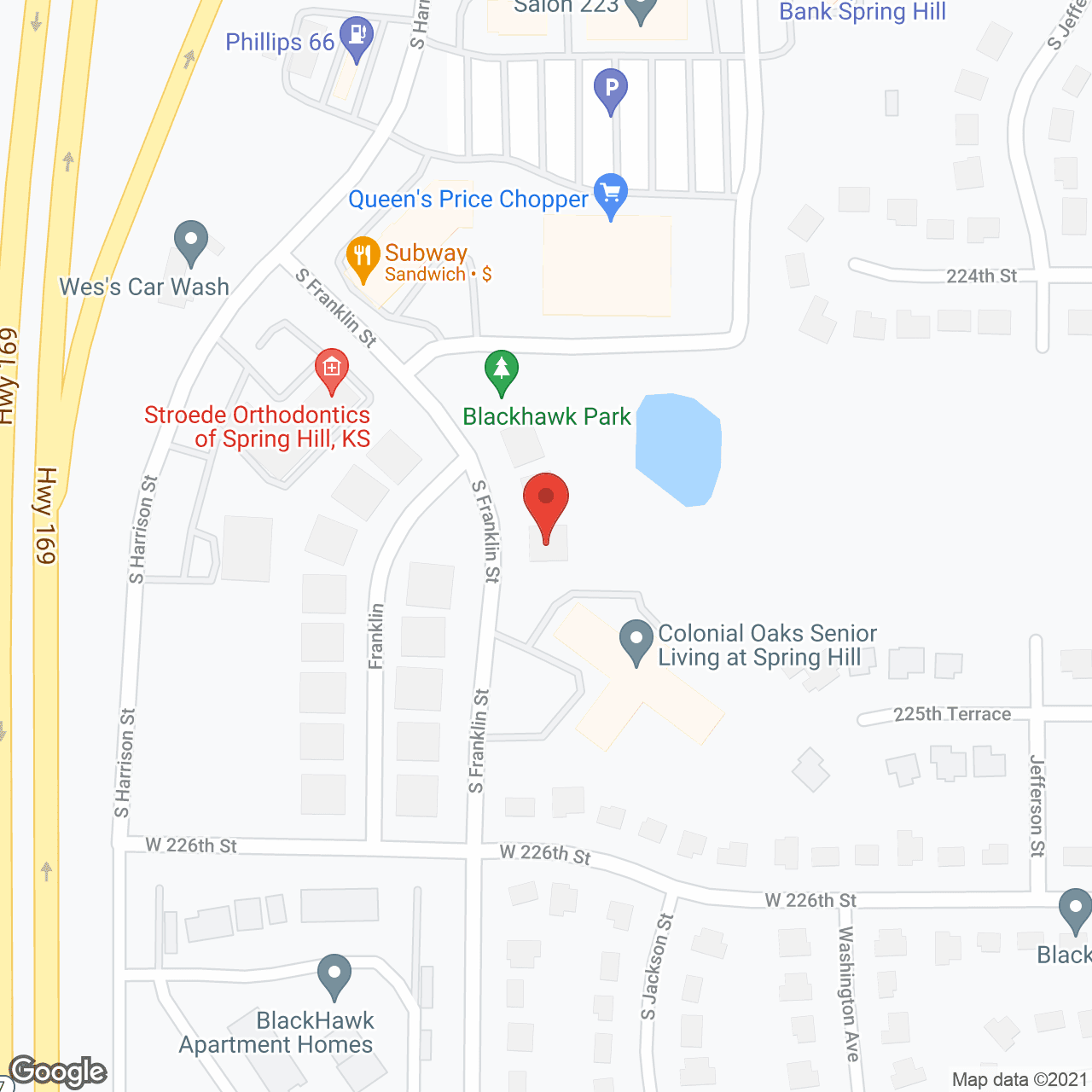 Map of the neighborhood around Colonial Oaks at Spring Hill