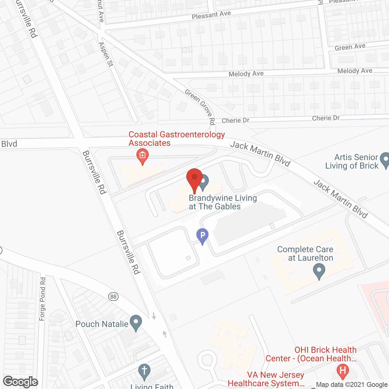 Map of the neighborhood around Brandywine at The Gables