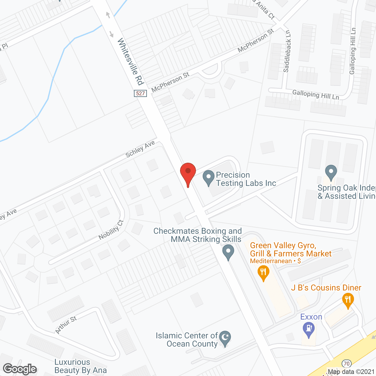 Map of the neighborhood around Spring Oaks at Toms River