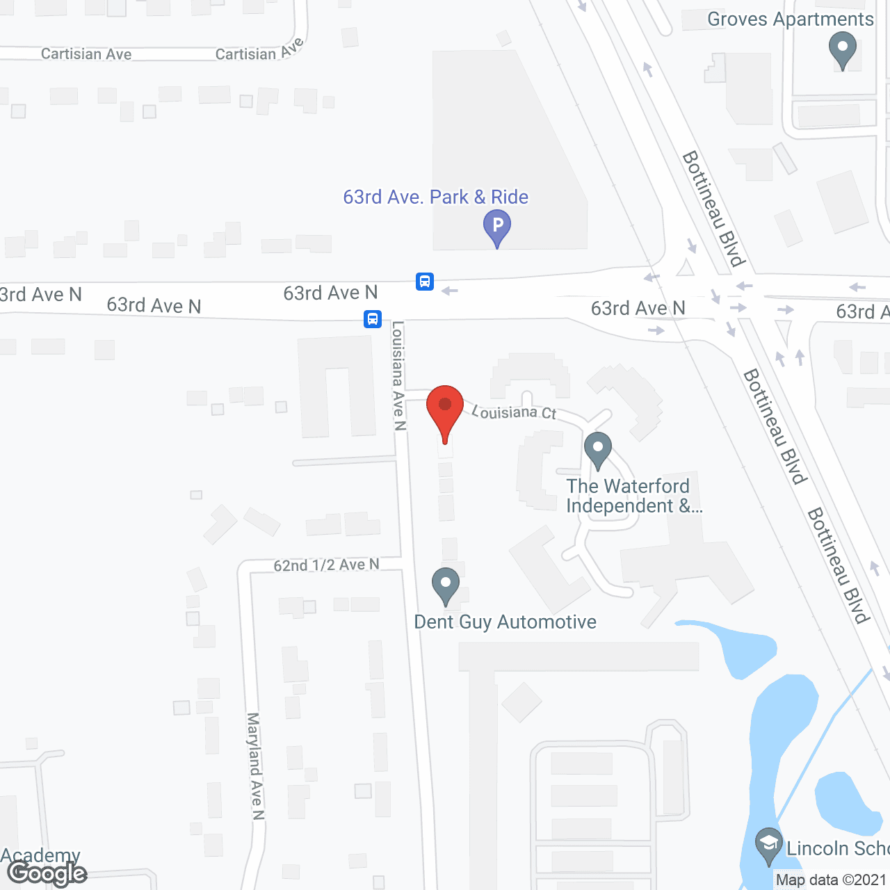 Map of the neighborhood around Waterford Estates and Manor