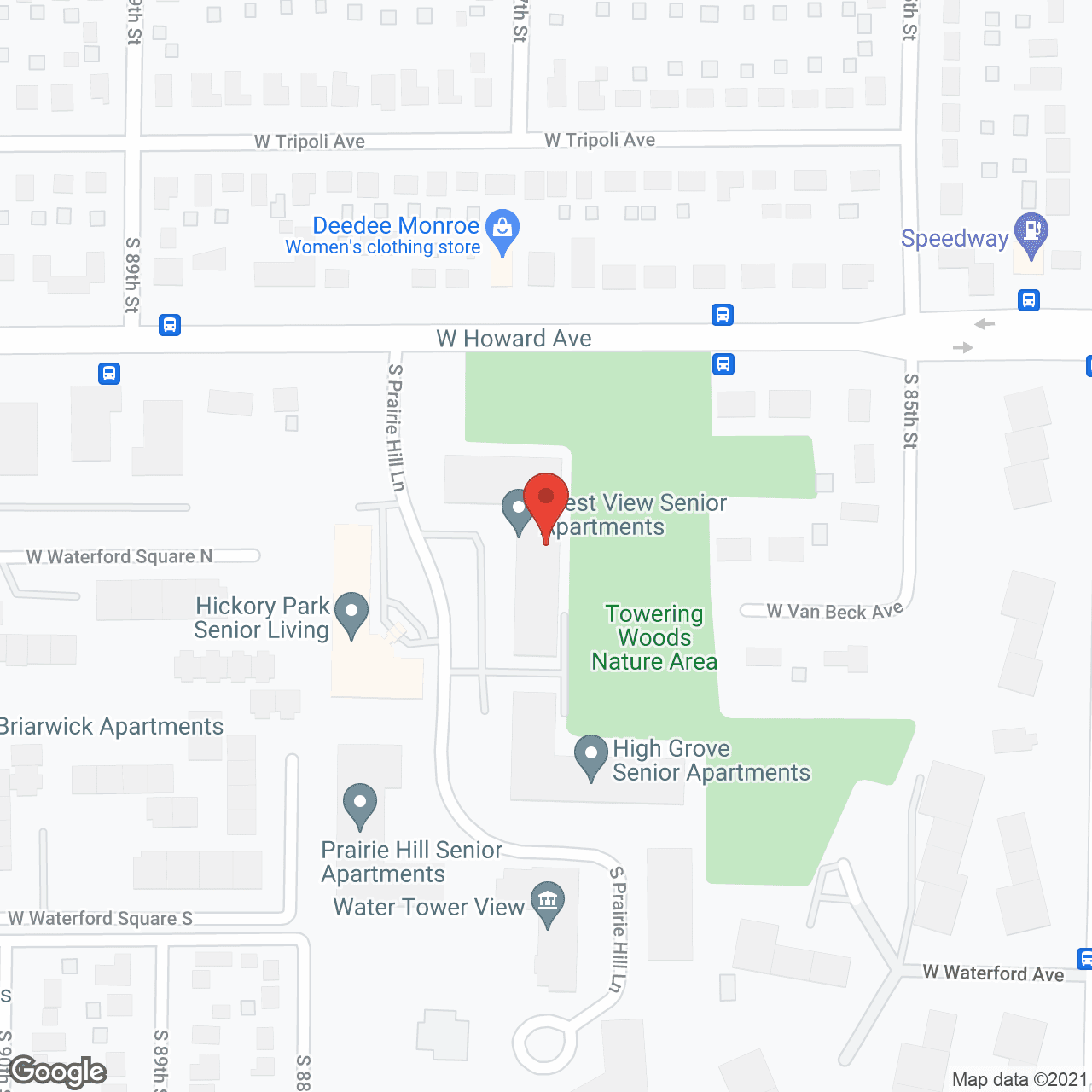 Map of the neighborhood around Crest View of Woodland Ridge