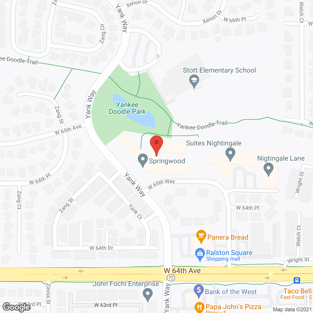 Map of the neighborhood around Springwood Retirement Campus