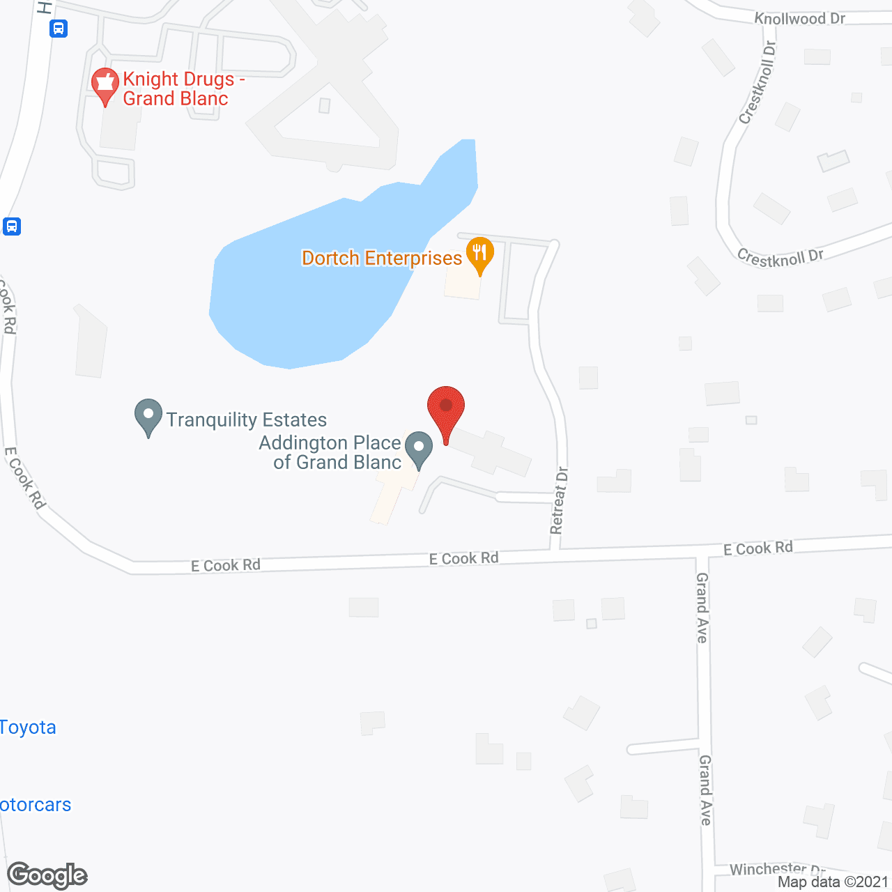 Map of the neighborhood around Addington Place of Grand Blanc