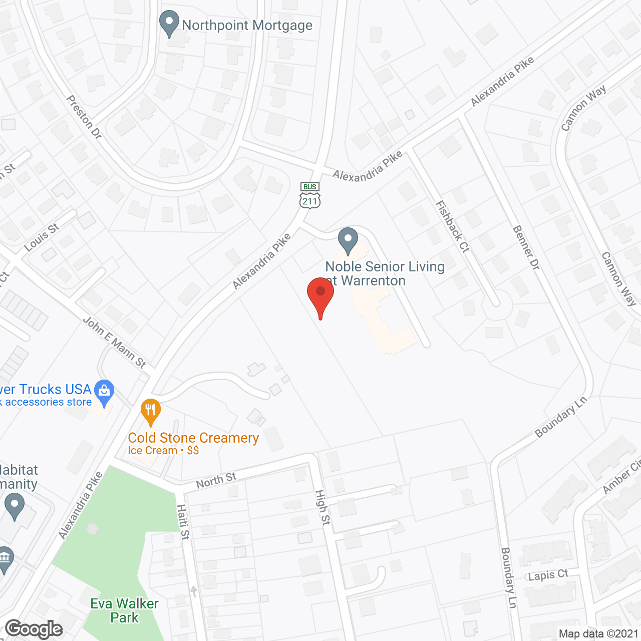Map of the neighborhood around Spring Oak at Warrenton