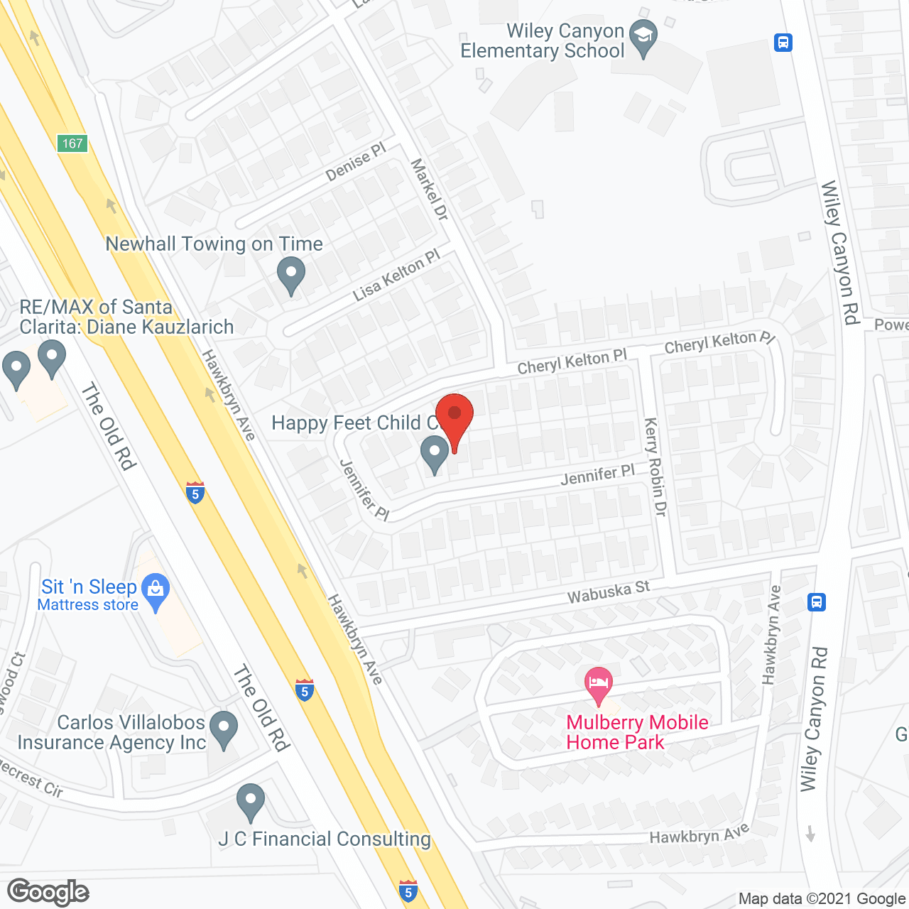 Map of the neighborhood around Jennifer's Home