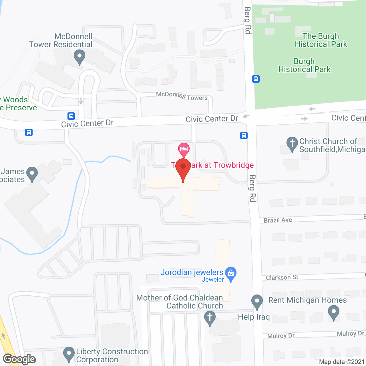 Map of the neighborhood around The Park at Trowbridge
