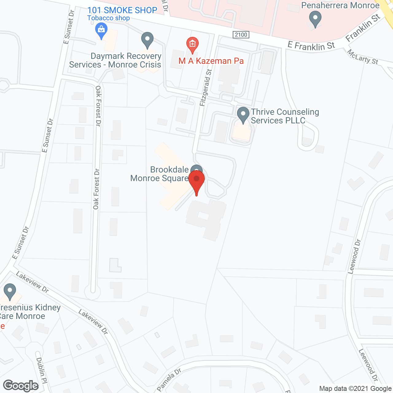 Map of the neighborhood around Brookdale Monroe Square Memory Care