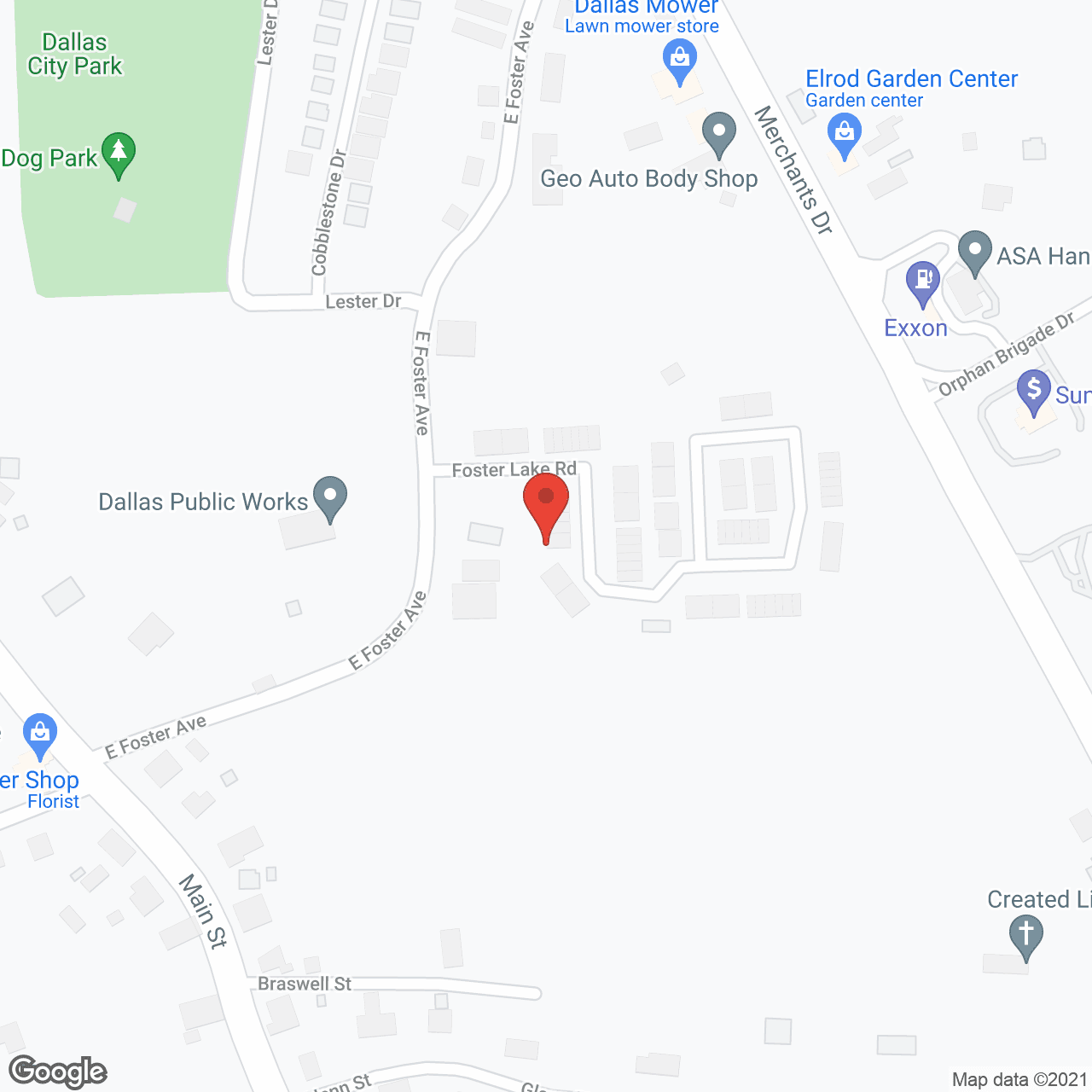 Map of the neighborhood around Foster Place Senior Community