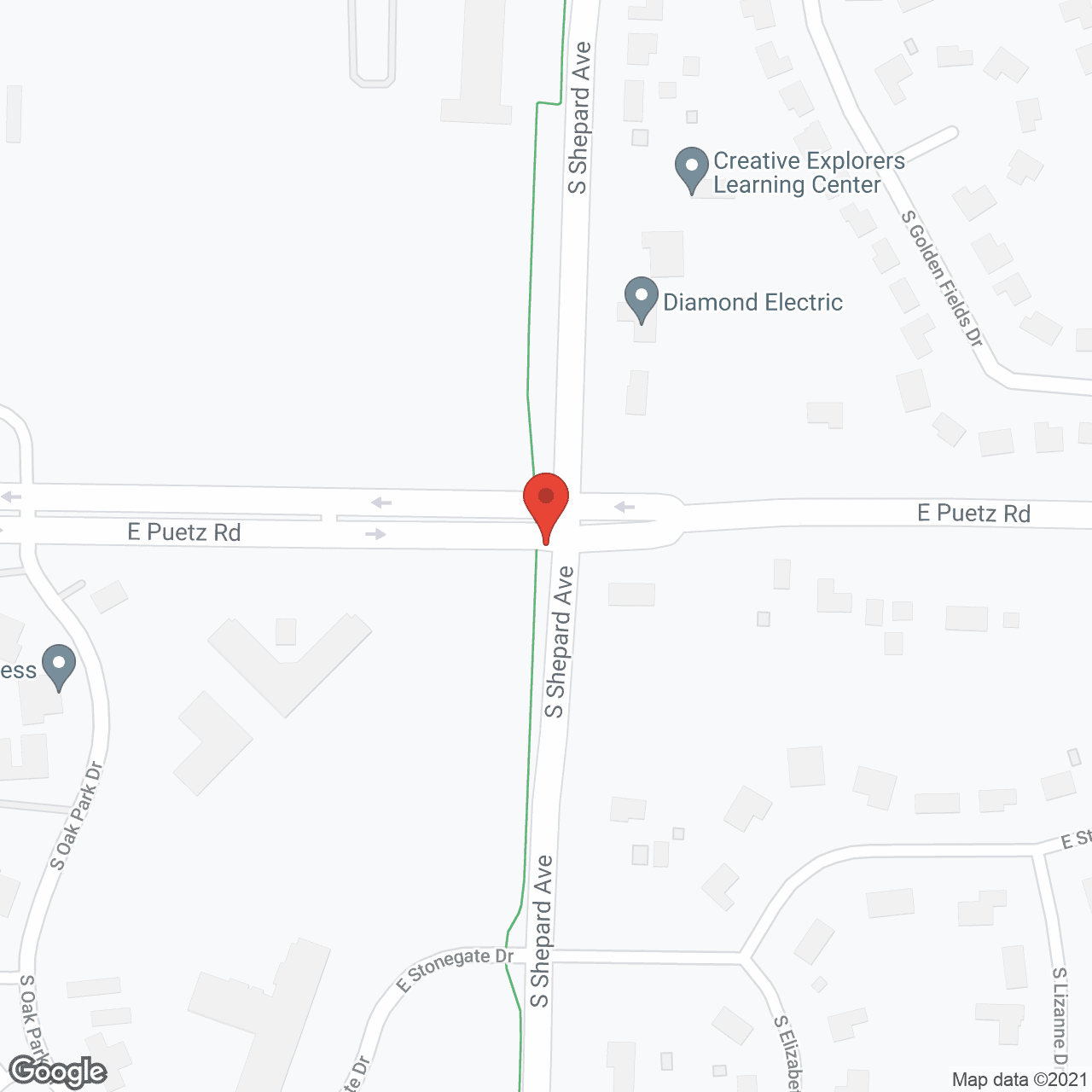 Map of the neighborhood around Meadowmere and Mitchell Manor Oak Creek