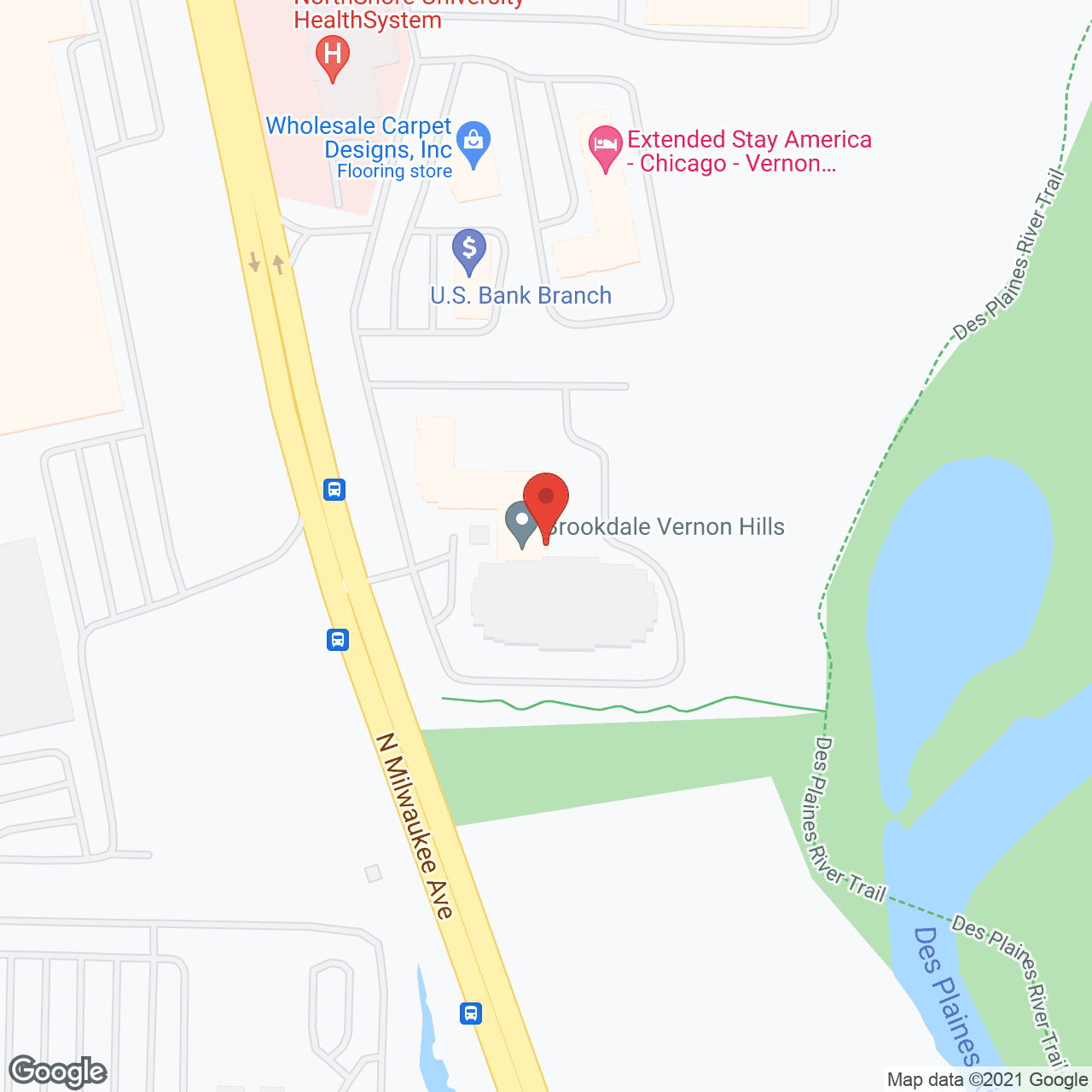 Map of the neighborhood around Brookdale Vernon Hills