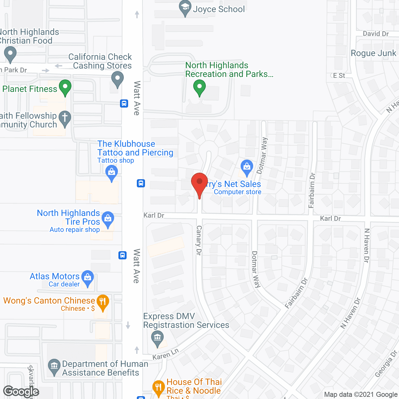 Map of the neighborhood around Maria's Home Care