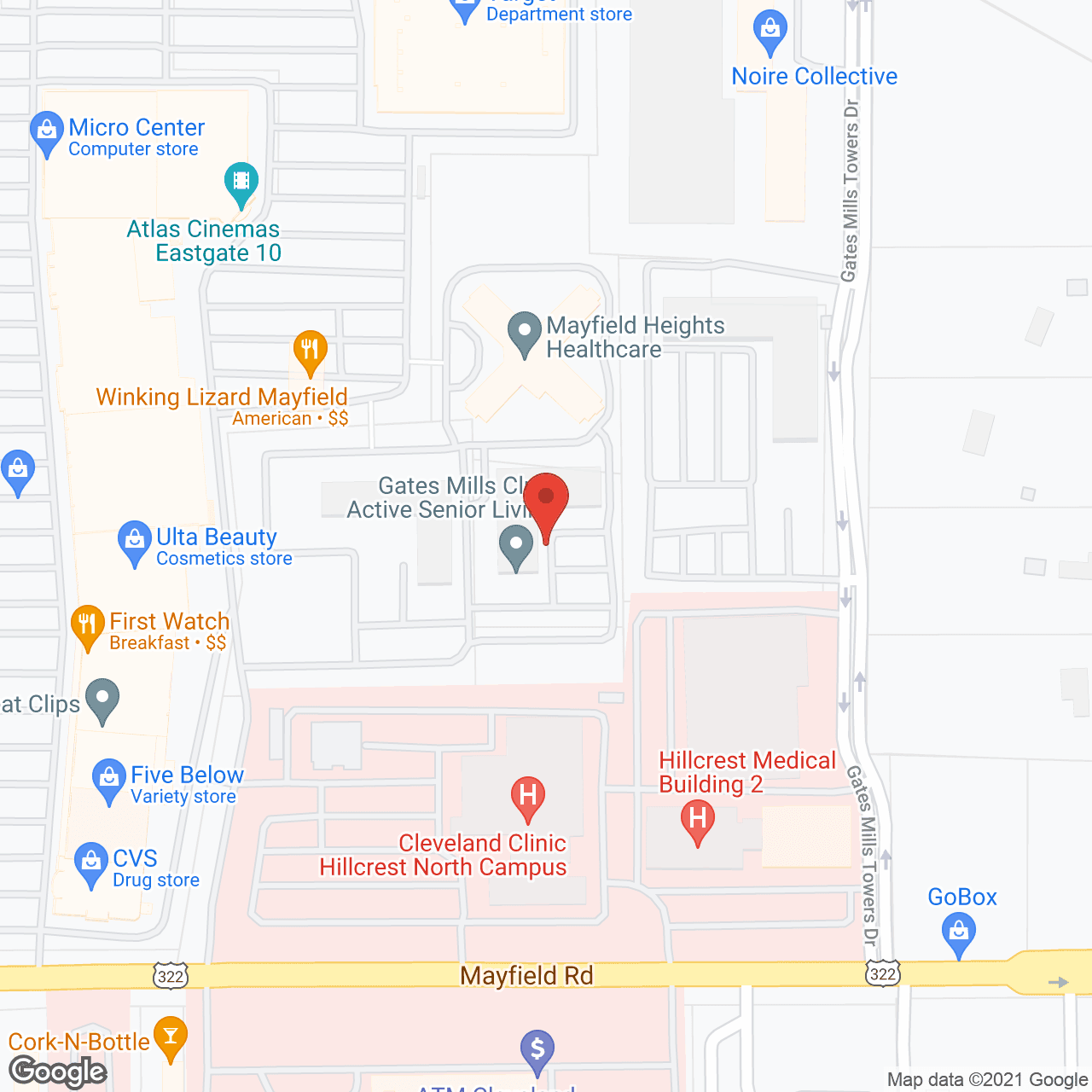 Map of the neighborhood around Gates Mills Club