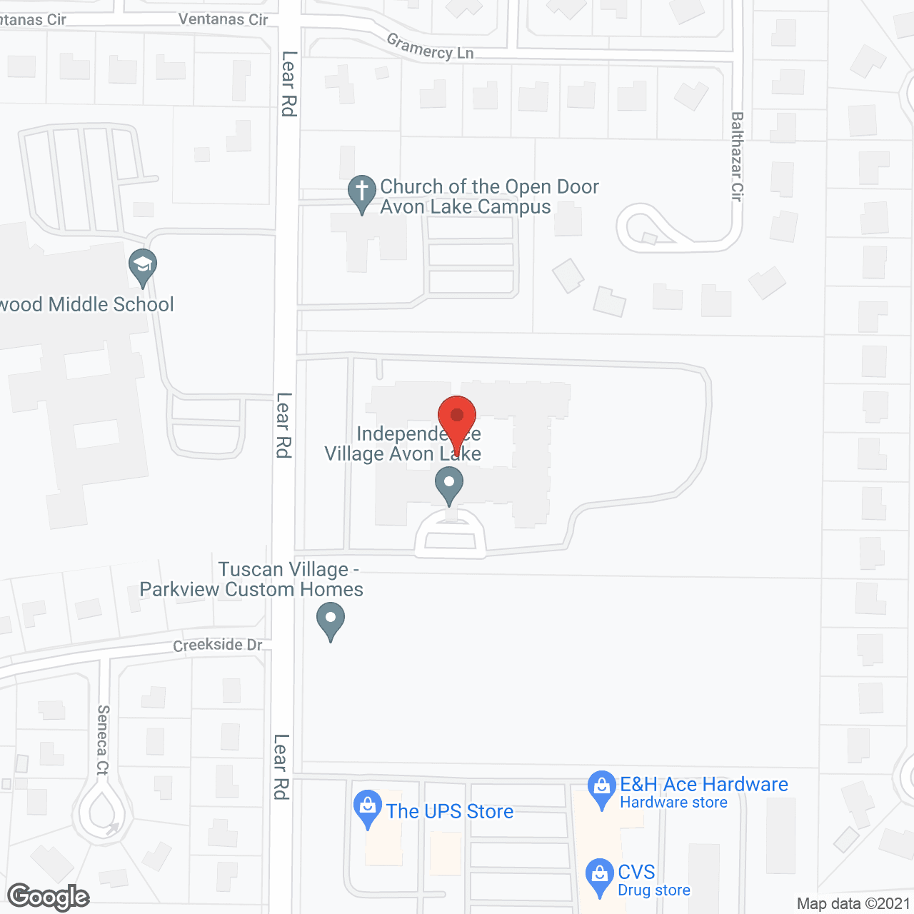 Map of the neighborhood around Independence Village of Avon Lake