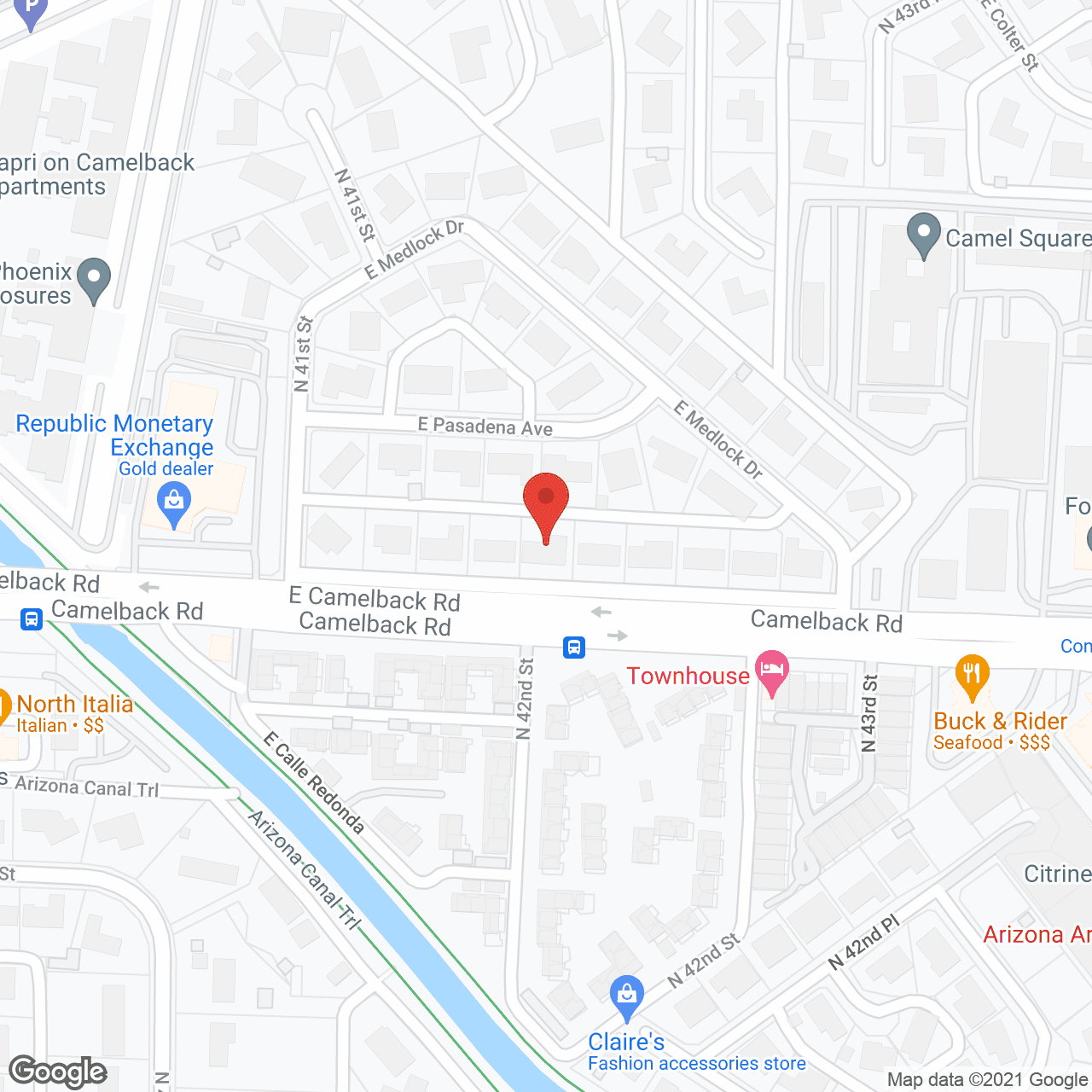Map of the neighborhood around Arcadia Villa