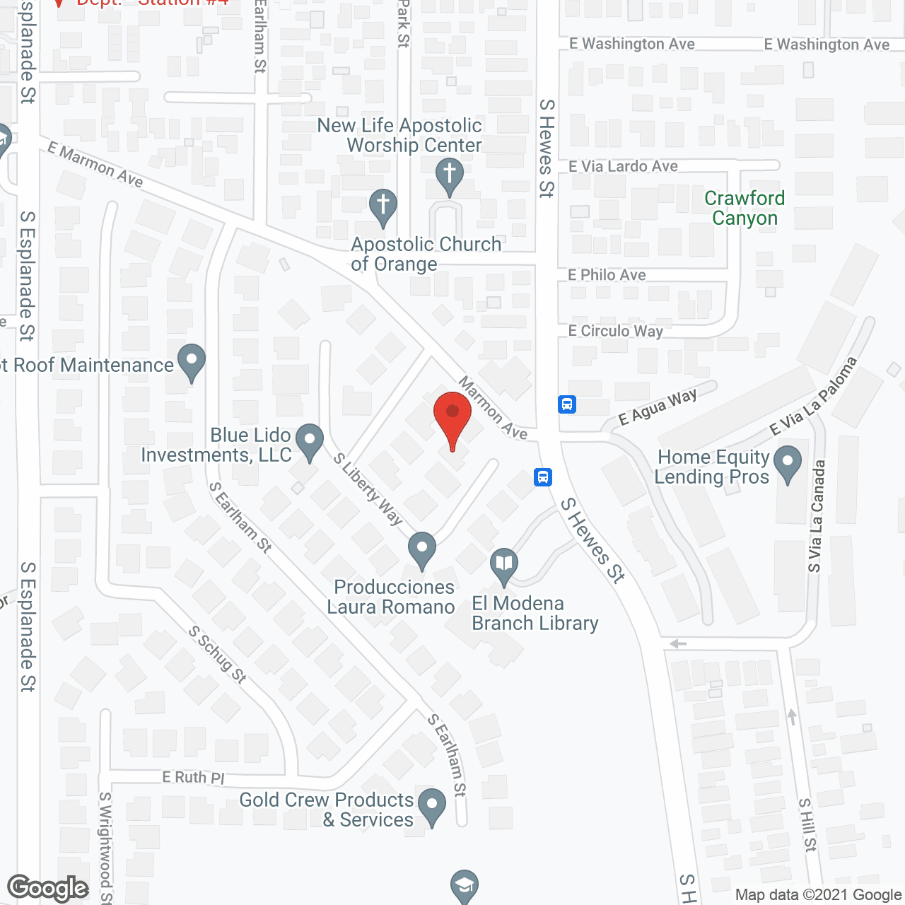 Map of the neighborhood around Orangeville Manor, Inc