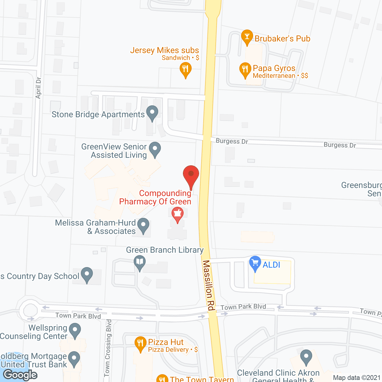 Map of the neighborhood around GreenView Assisted Living