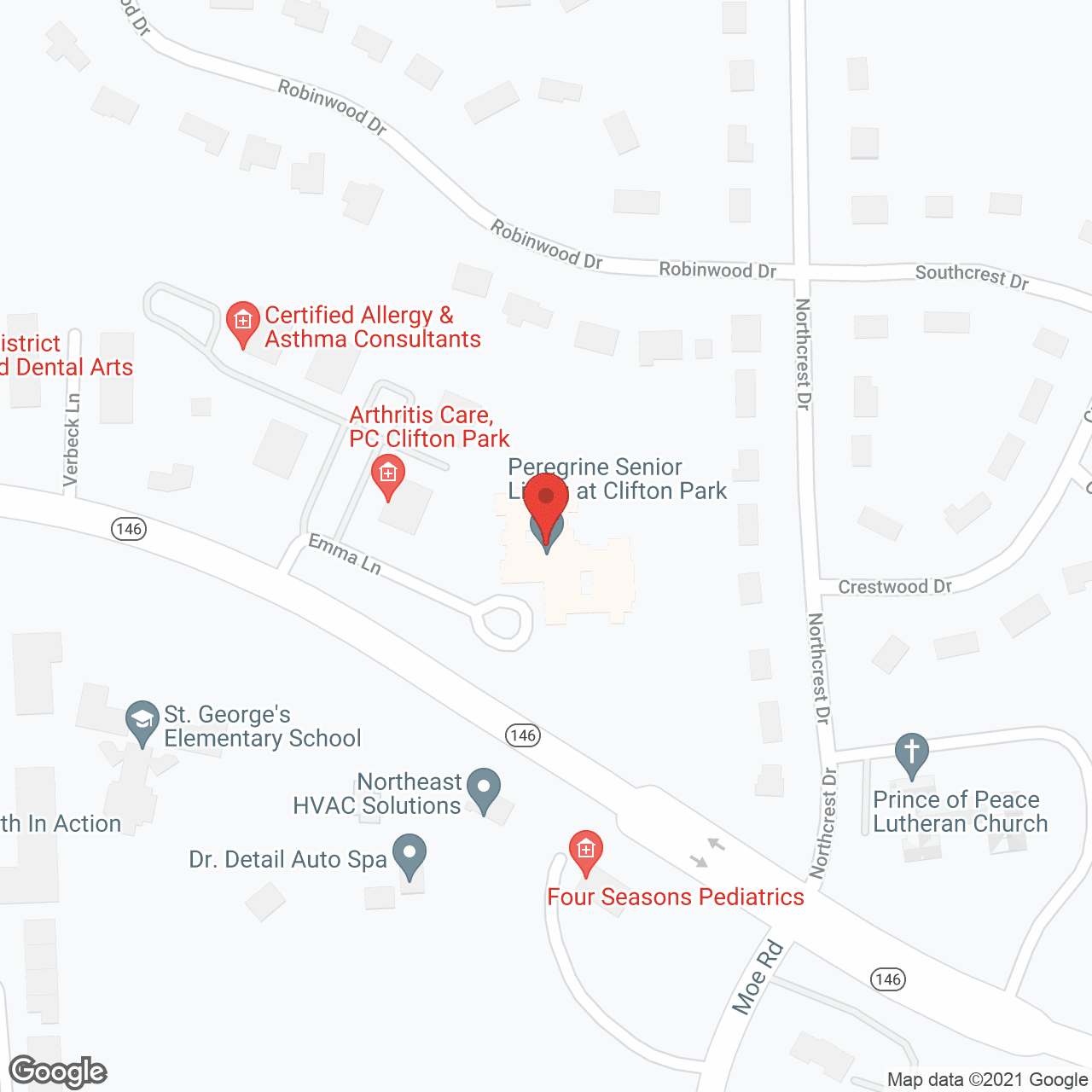 Map of the neighborhood around Peregrine Senior Living at Clifton Park