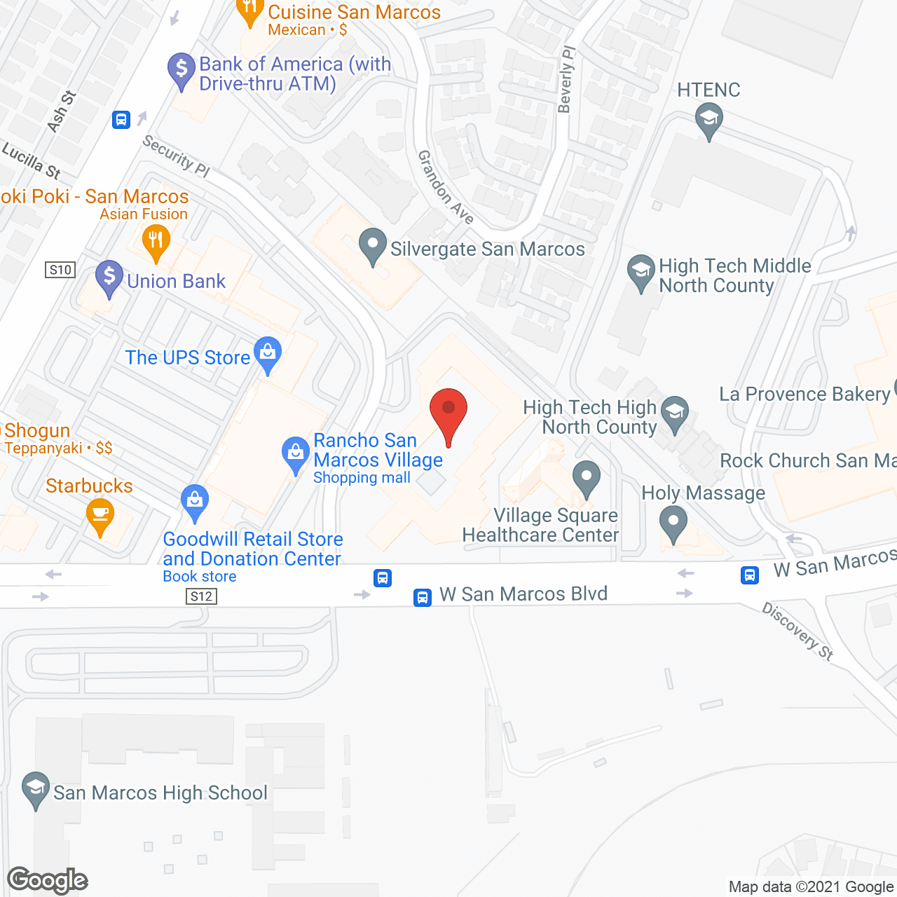 Map of the neighborhood around Brookdale San Marcos