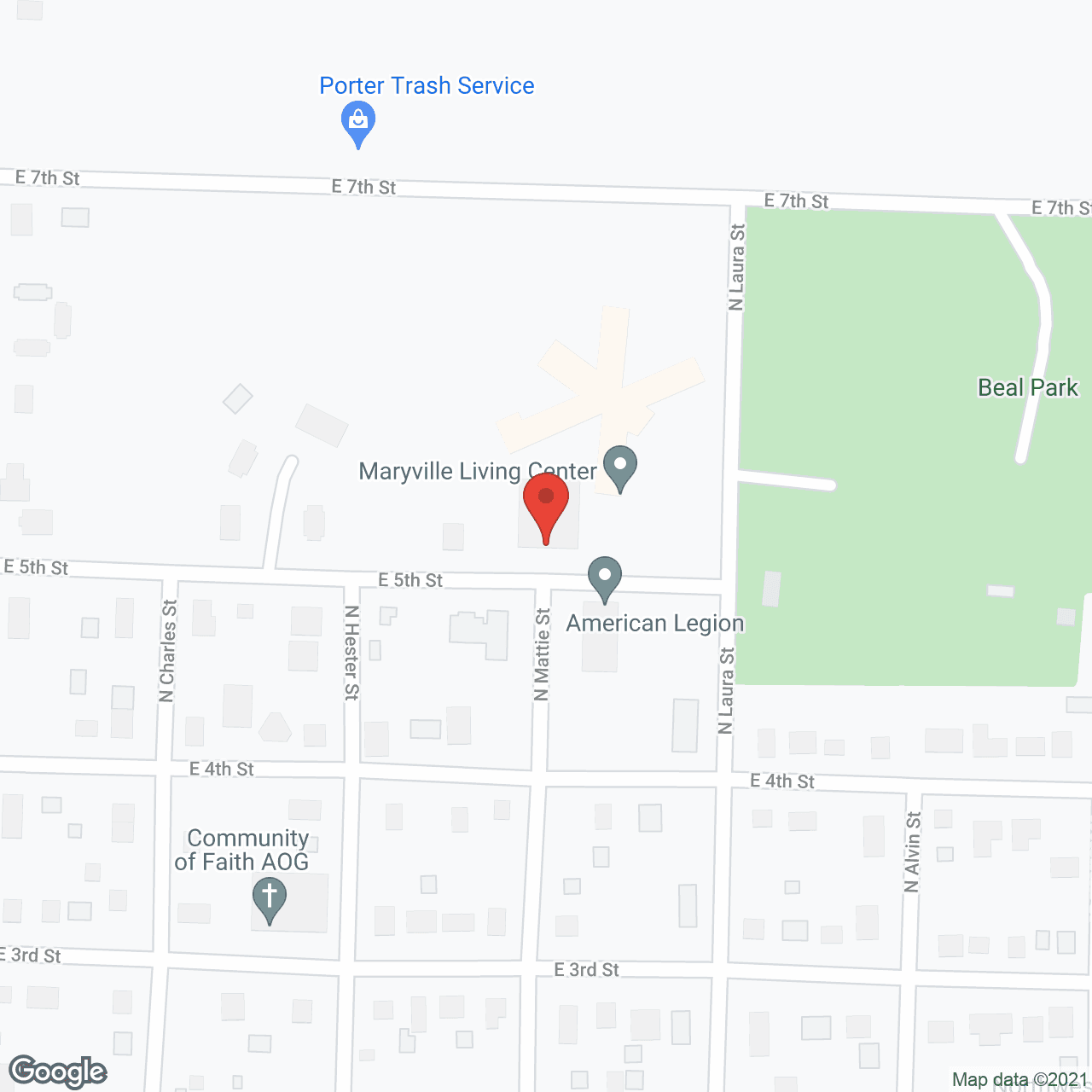 Map of the neighborhood around Maryville Chateau