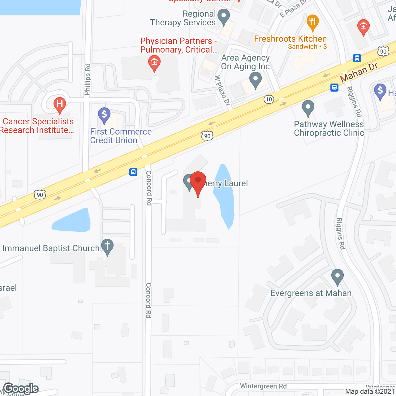 Map of the neighborhood around Cherry Laurel by Sky Active Living