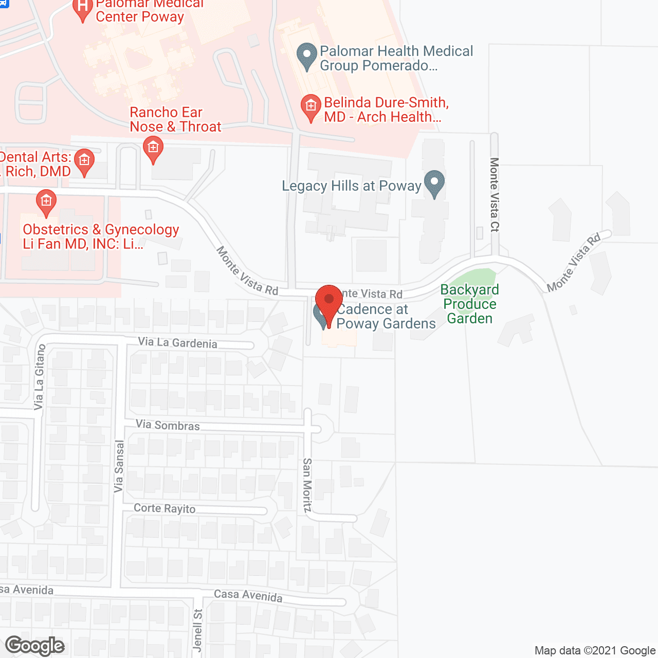Map of the neighborhood around Poway Gardens Senior Living
