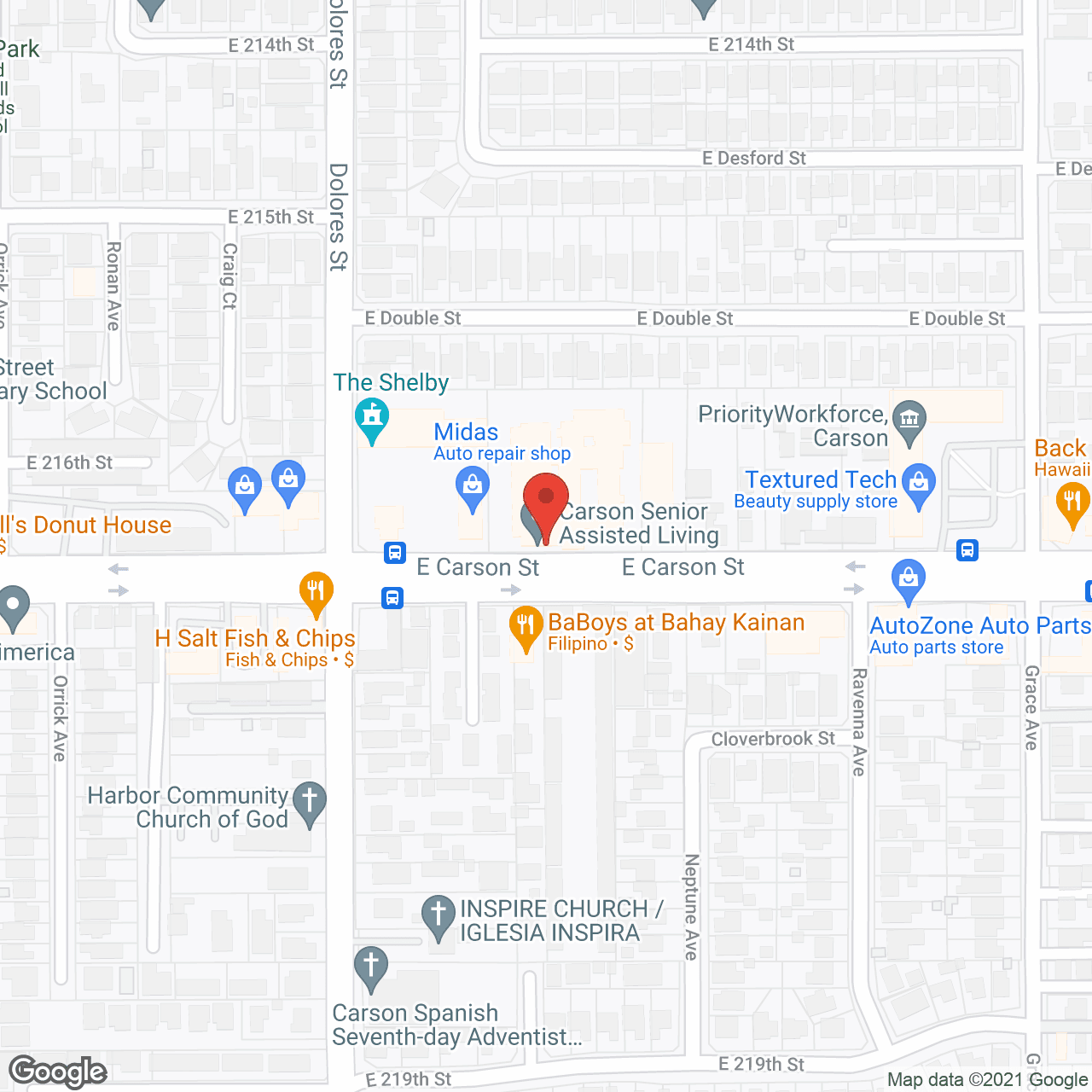 Map of the neighborhood around Carson Senior Assisted Living