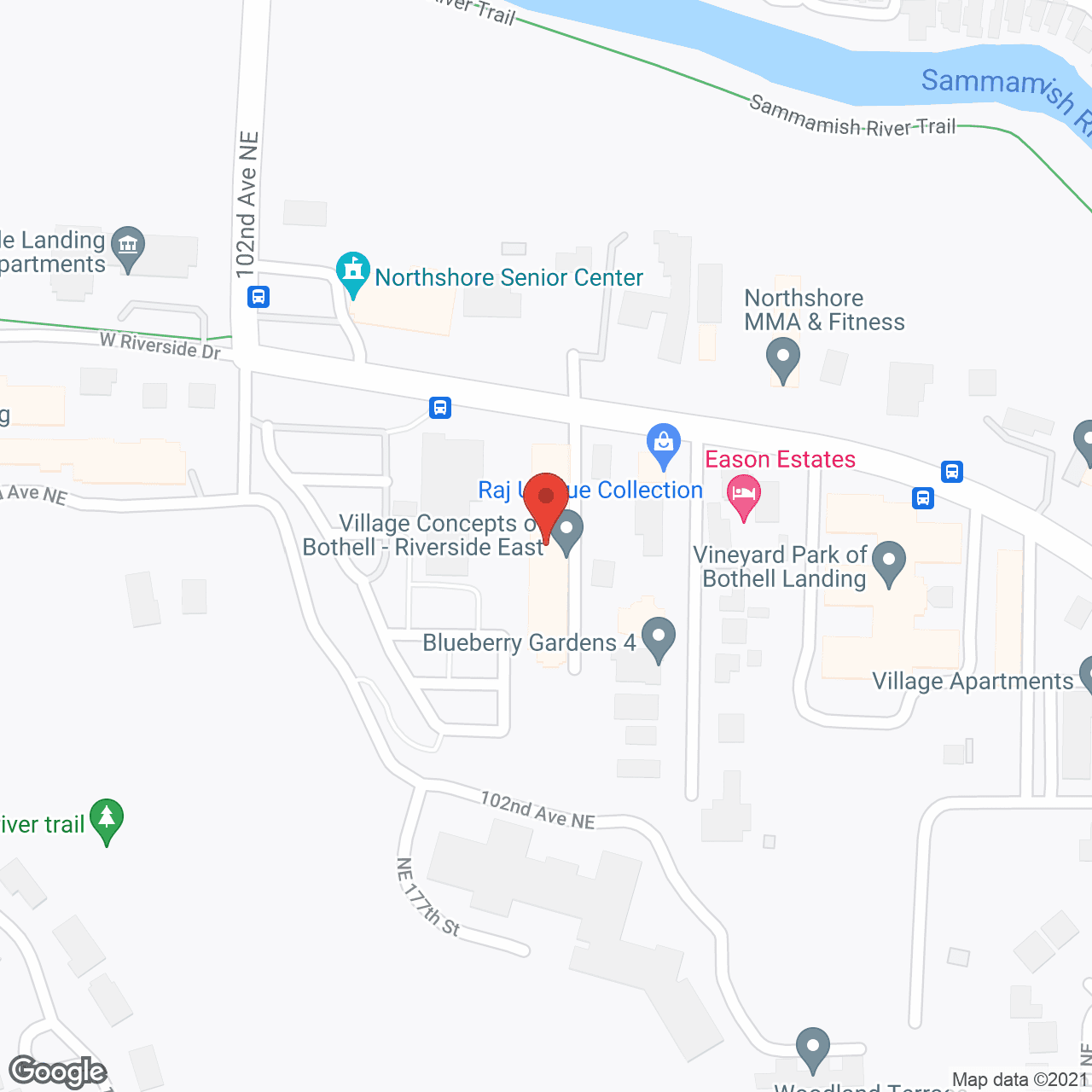 Map of the neighborhood around Riverside East Retirement