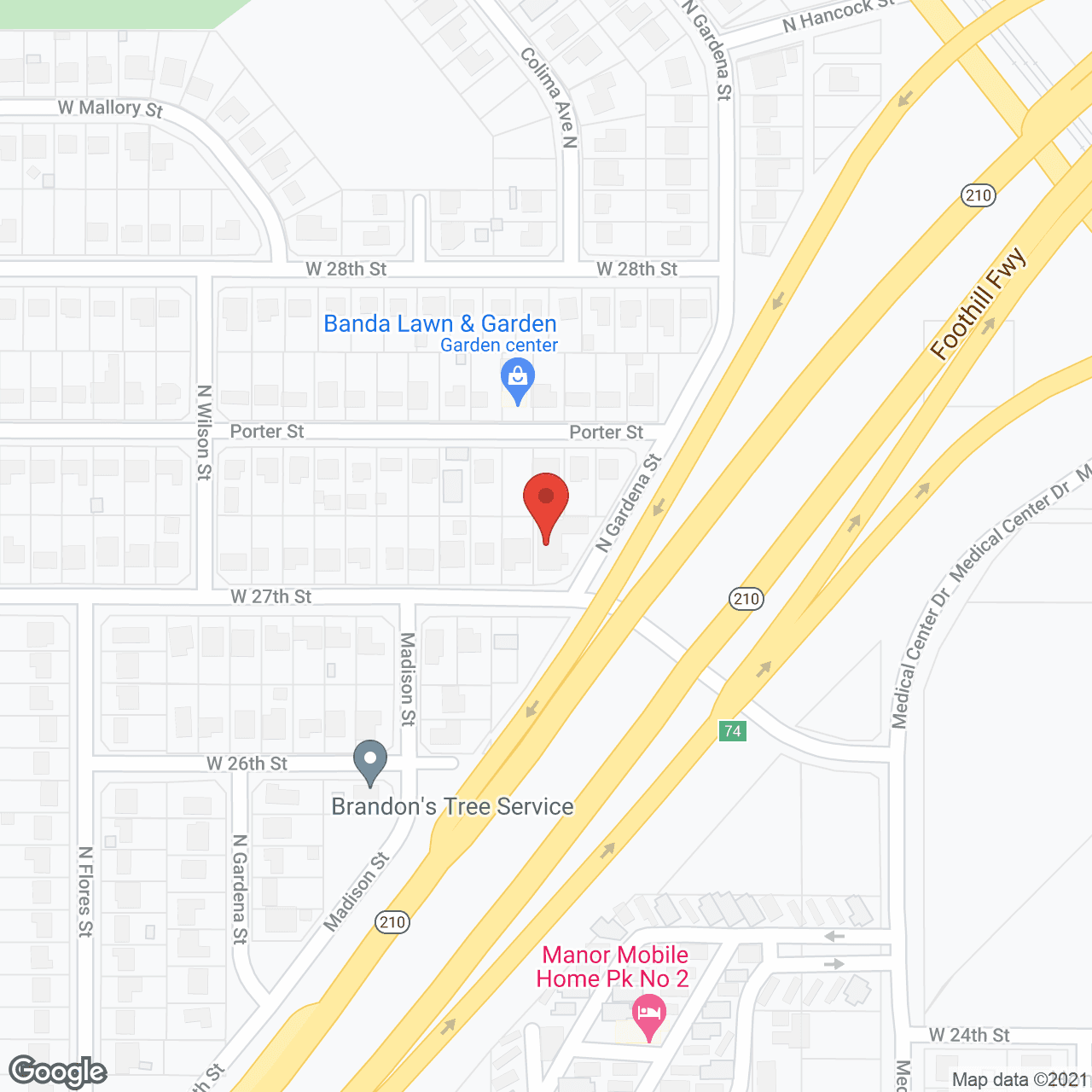 Map of the neighborhood around Light's Rancho Linda
