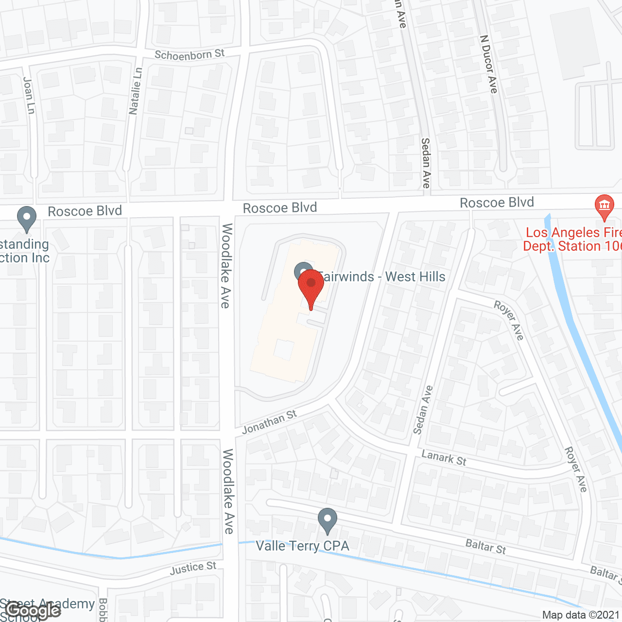 Map of the neighborhood around Fairwinds - West Hills