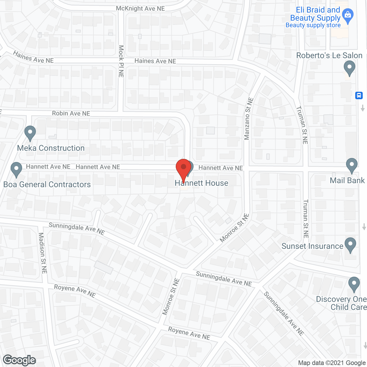 Map of the neighborhood around Hannett House