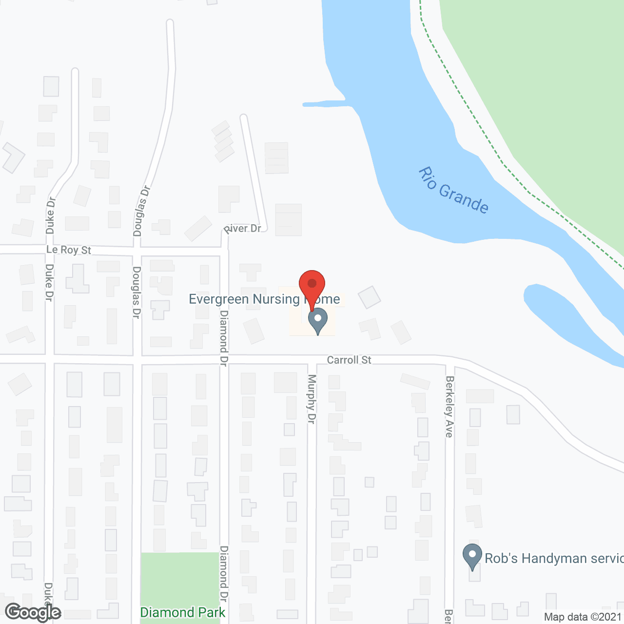 Map of the neighborhood around Evergreen Nursing Home