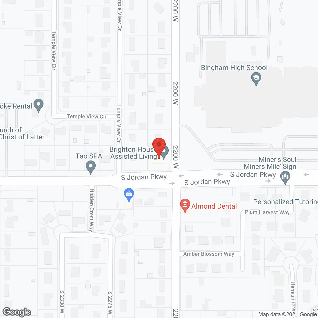 Map of the neighborhood around Brighton House of South Jordan
